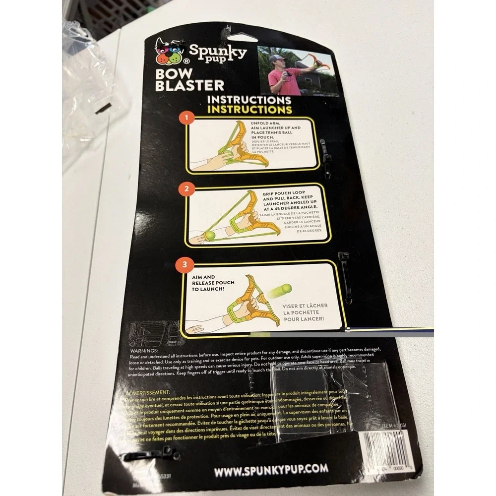 Spunky Pup Bow Blaster Launcher Dot Fetch Toy New